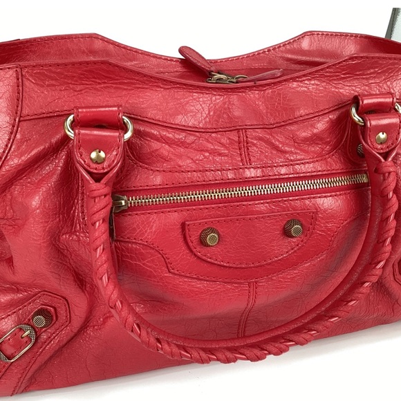 AUTH BALENCIAGA LE CITY MOTORCYCLE BAG RED TAHITIAN ROSE 🌹 AUTHENTICATED✅ - Picture 5 of 16